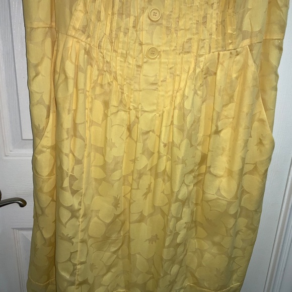 Rabbit Rabbit cotton blend yellow button front dress Sz 18W pintucks sleeveless - Picture 2 of 6